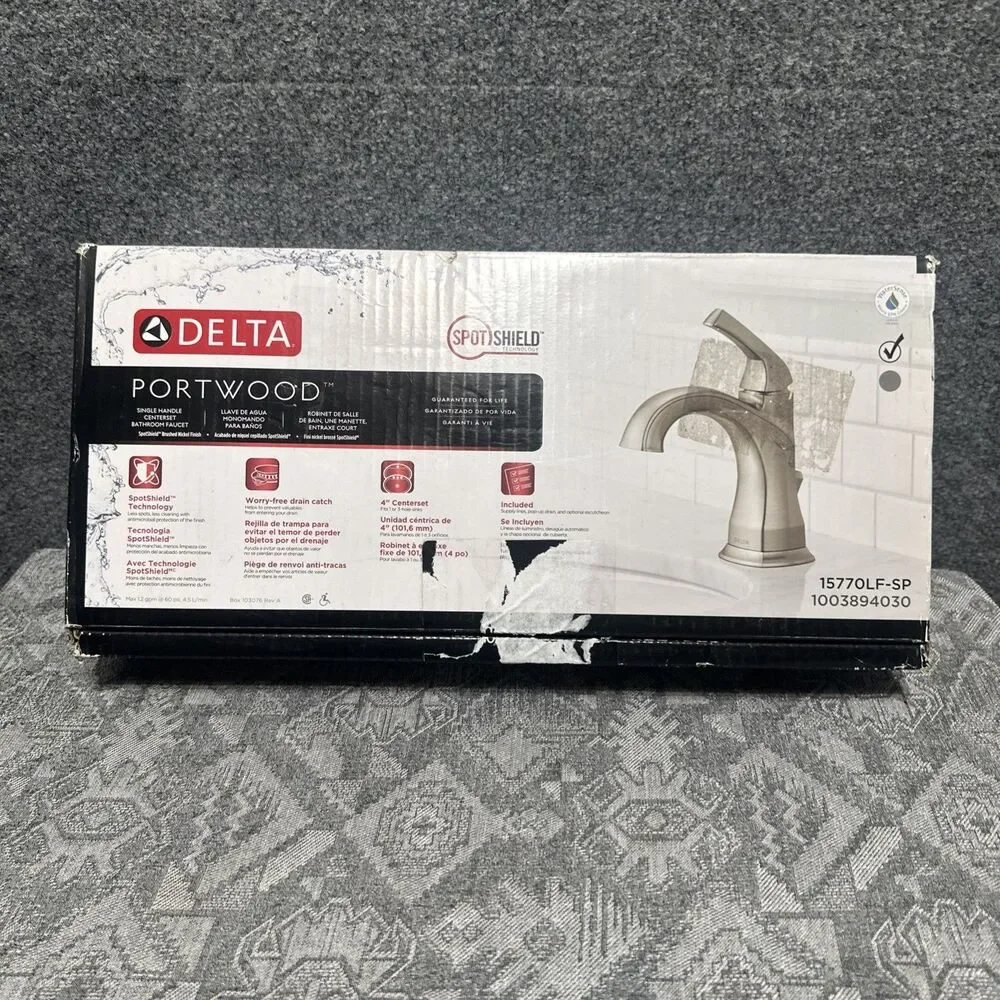 Delta Portwood Bathroom Faucet Single Hole Handle - Brushed Nickel - 15770LF-SP